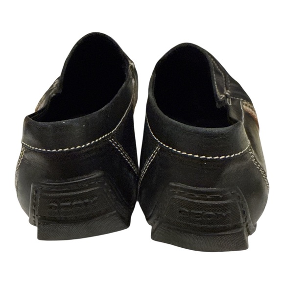 Geox Men’s Black Leather‎ Driving Loafers Moccasins Striped Side Detail Read 8.5 main image 5